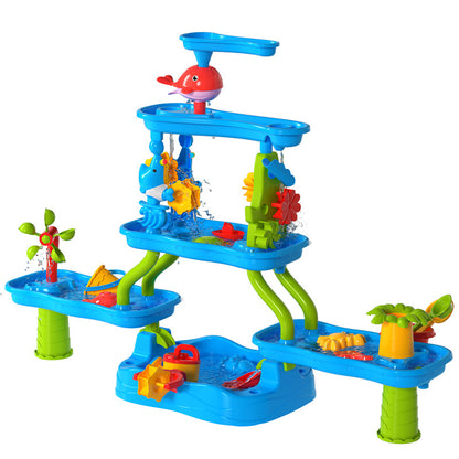 Multifunctional Children Water Sand Play Table with Wheels