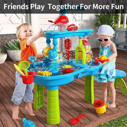 Multifunctional Children Water Sand Play Table with Wheels