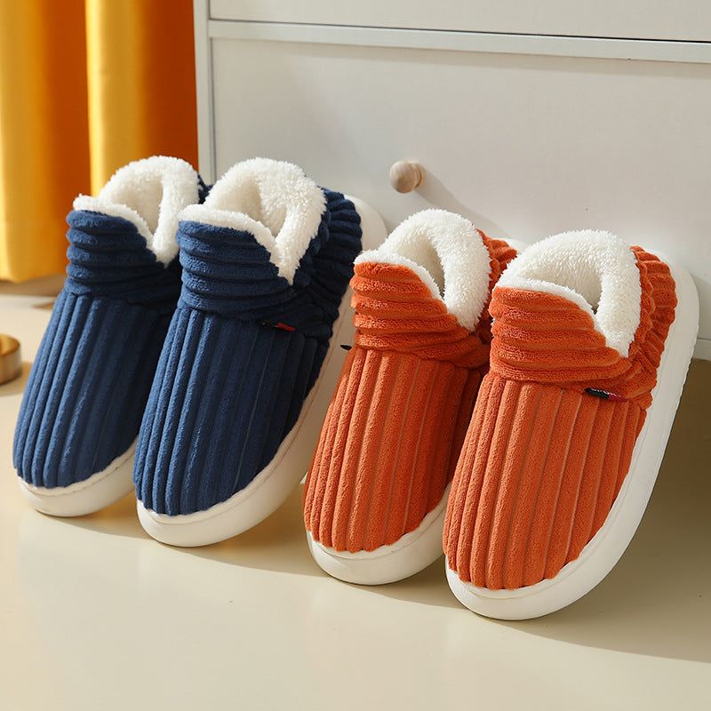 CozyStripe Winter Plush Slippers
