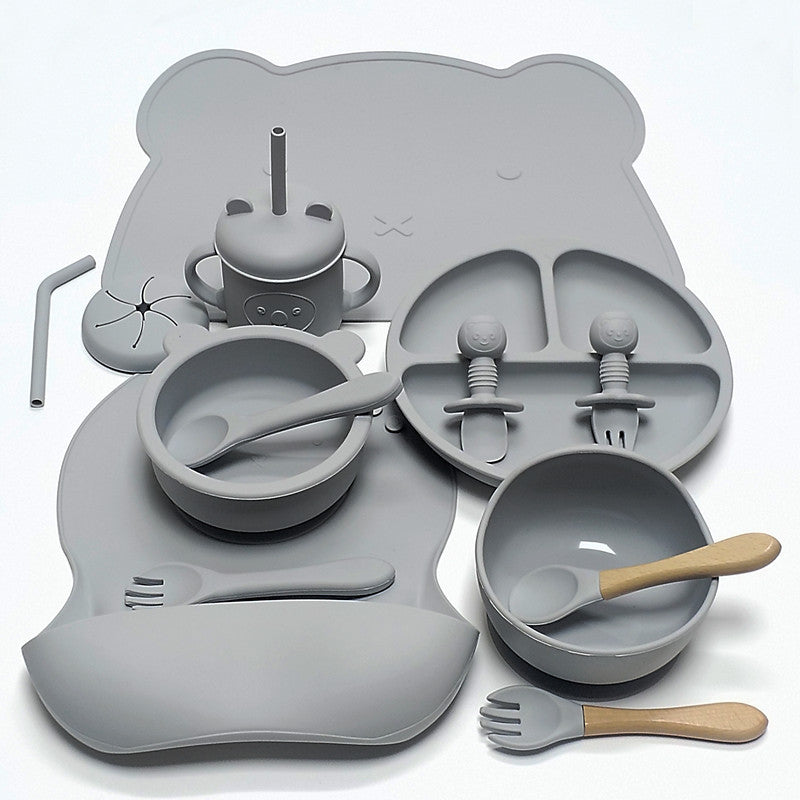 Silicone Suction Baby Feeding Set – Bear Design (8-Piece)