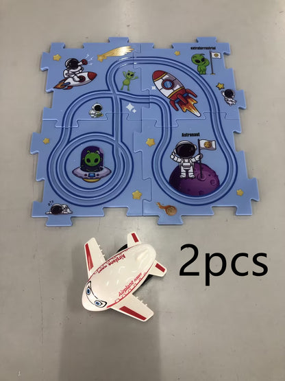 DIY Electric Puzzle Rail Car Set – Creative Track Building STEM Toy for Kids