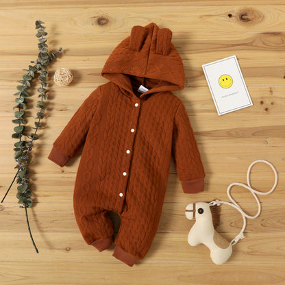 SnuggleSoft Baby Hooded Cotton Jumpsuit