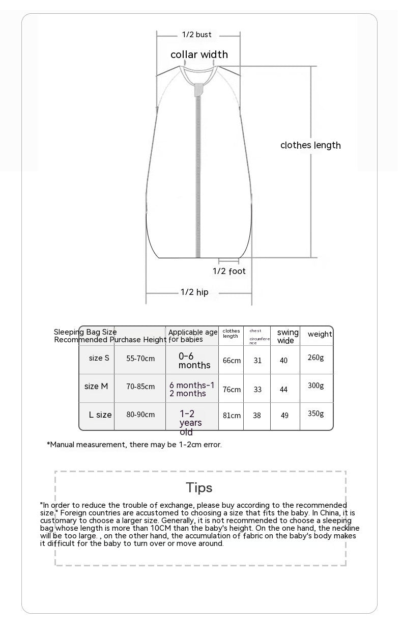 Pure Cotton Newborn Vest-style Baby Sleeping Bag