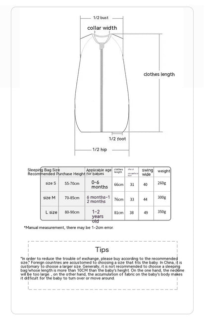 Pure Cotton Newborn Vest-style Baby Sleeping Bag