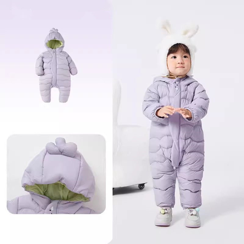 Class A White Duck Down Baby Snowsuit Hooded