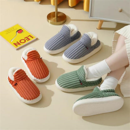 CozyStripe Winter Plush Slippers