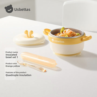 4-Layer Insulated Baby Feeding Bowl Set with Strong Suction Base