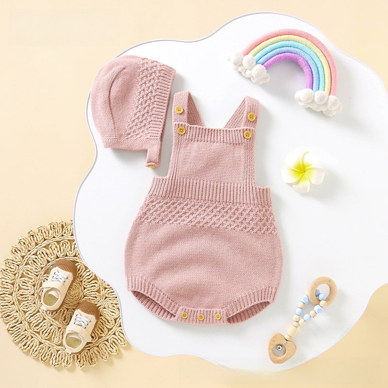 Baby Knitted Romper with Detachable Hood