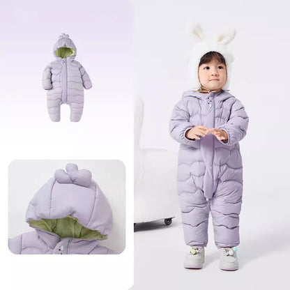 Class A White Duck Down Baby Snowsuit Hooded