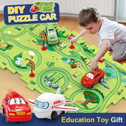 DIY Electric Puzzle Rail Car Set – Creative Track Building STEM Toy for Kids