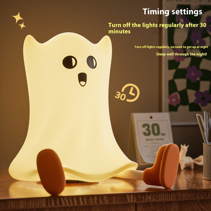 Silicone Ghost Shaped Bedside Lamp With Touch Control